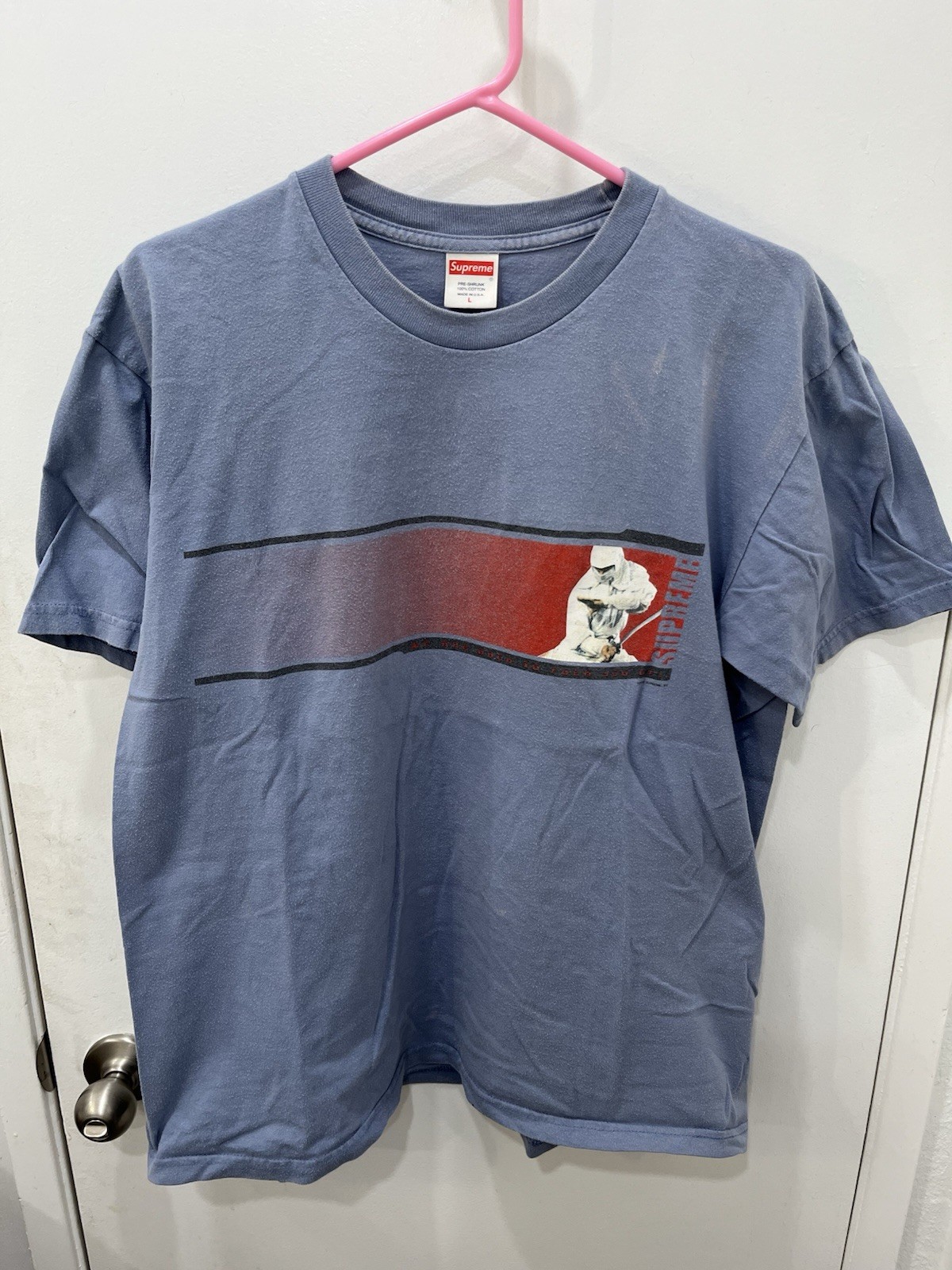 Supreme We’re Back Ninja Shirt USA Made Light Blue Size L gallery