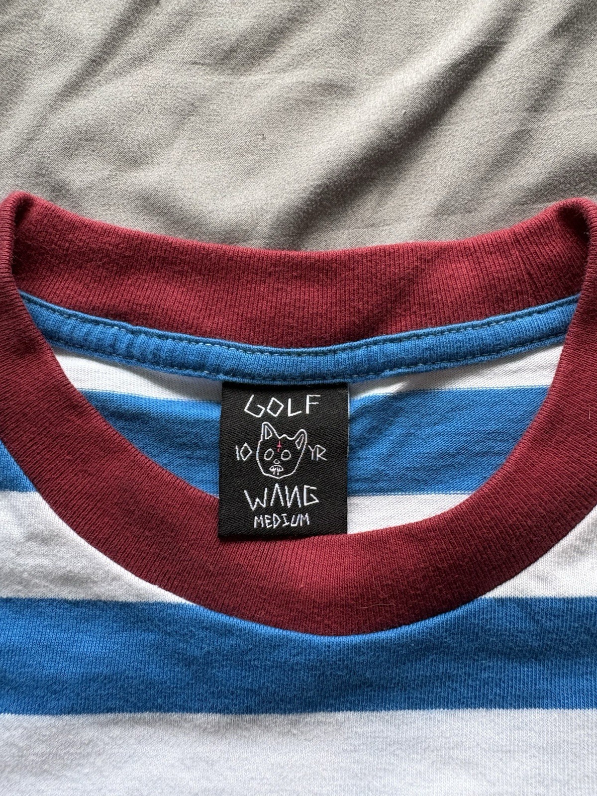 GOLF WANG Killcat Striped Tee Blue White Red Size M gallery