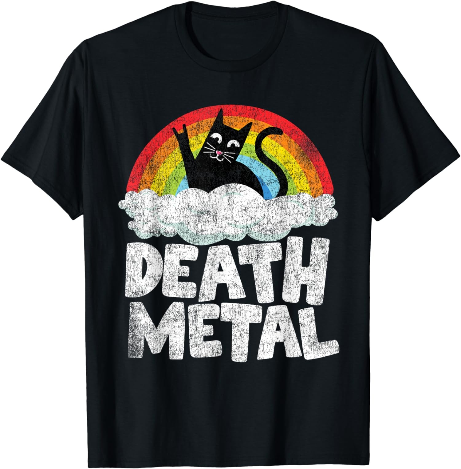 Funny Cat Rainbow Heavy Metal Musical Goth Band Unisex T-Shirt gallery