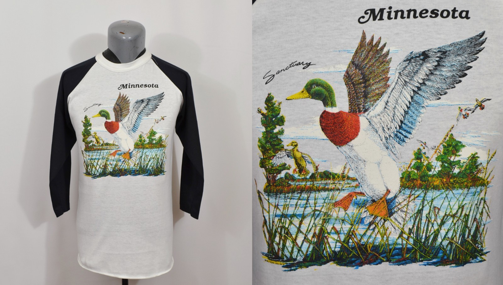 Vintage Minnesota Raglan T-Shirt Duck Sanctuary Nature Wildlife Tourist 1980's gallery