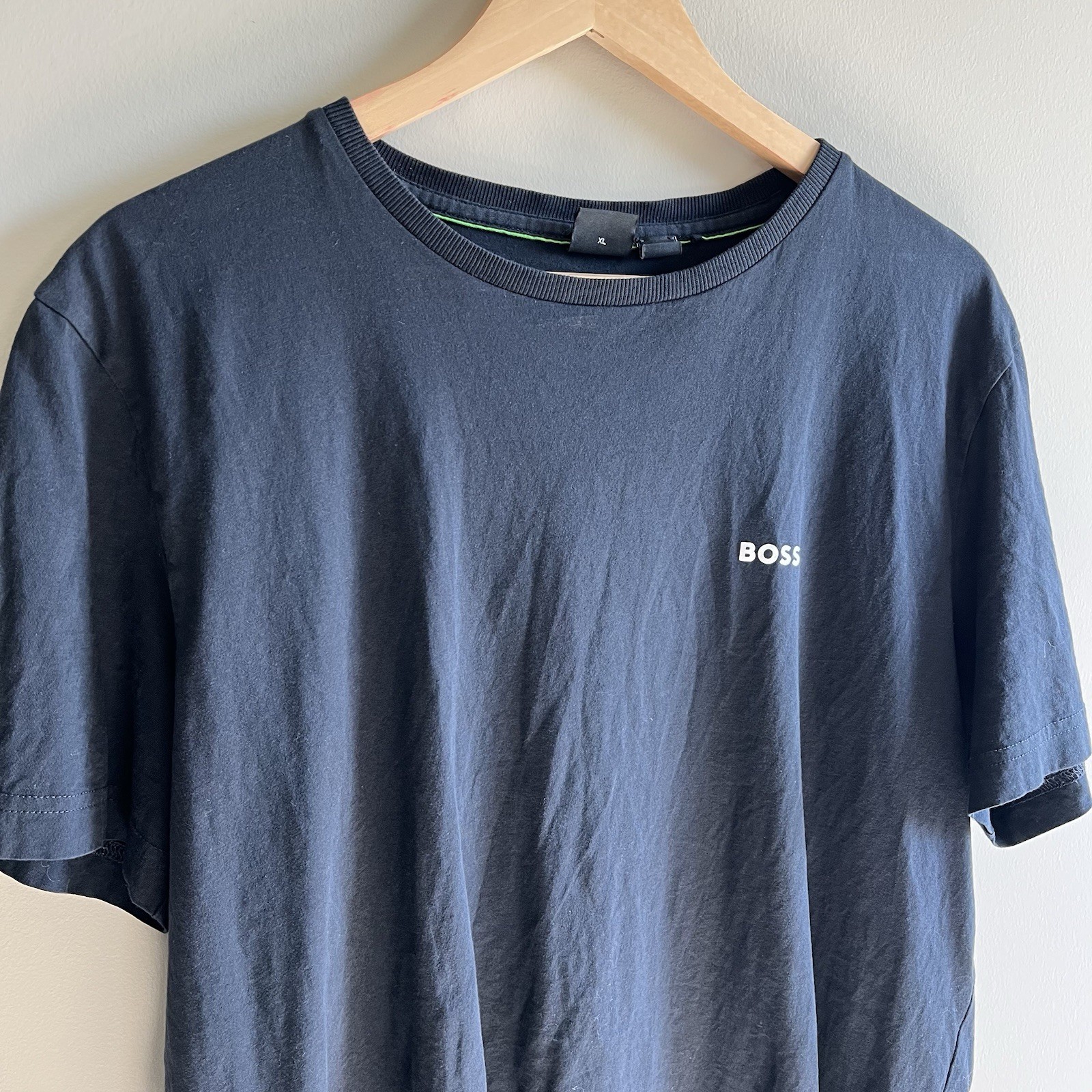 Boss men's t-shirt XL blue logo fancy trendy modern soft material Pima Cotton gallery