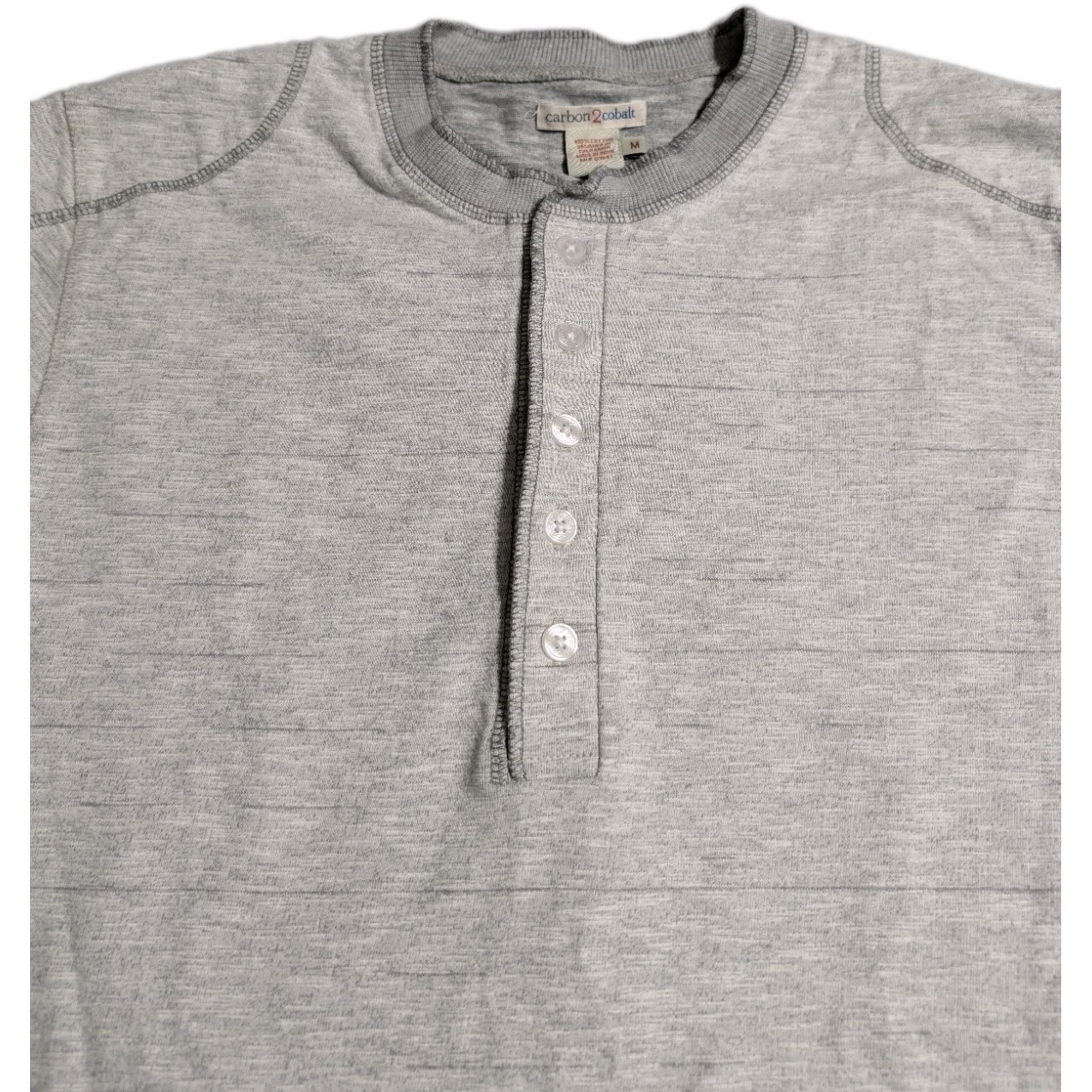 Carbon2Cobalt Thermal Henley Shirt Mens Medium Gray Long Sleeve Elbow Patch gallery