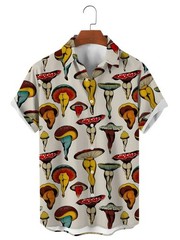 Mens Button Down Shirts Funny Boobs Printed Hawaiian Tops Novelty Ugly Gag Gifts