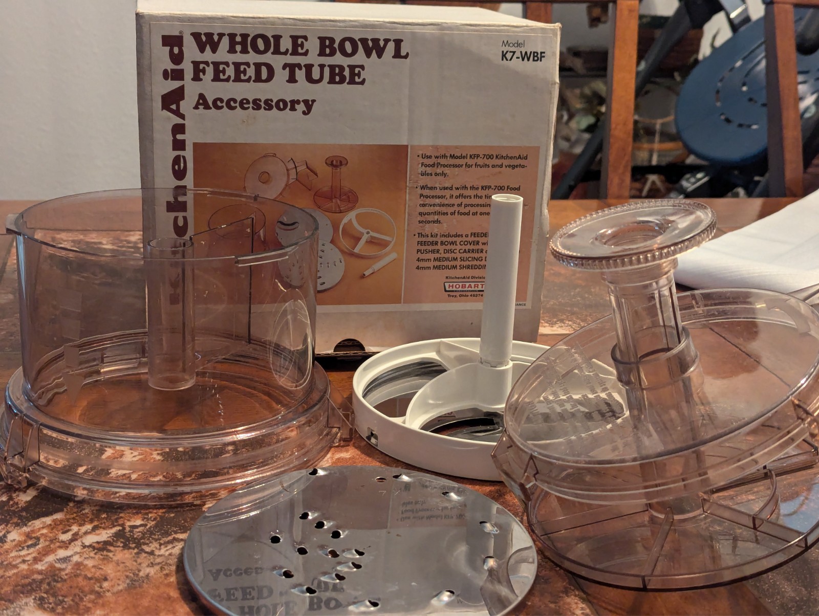 Vintage KitchenAid FOOD Processor Whole Bowl Feed Tube Acc K7-WBF – With box!
