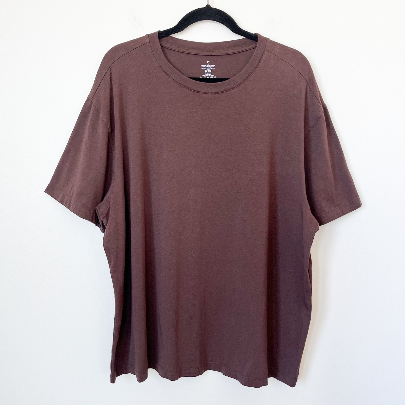 Fabletics Short Sleeve T-Shirt Mens 2X Chocolate Brown Cotton Modal Stretch gallery