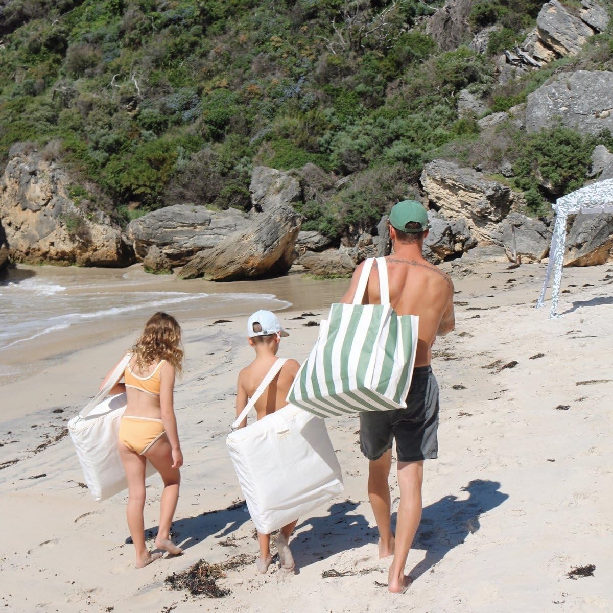 Carryall Beach Bag | The Vacay Olive Stripe gallery