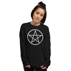 White Goth Wiccan Woven Pentagram Long Sleeve Shirt Witchcraft Spell