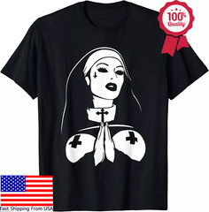 Unholy Nun Sinner Gothic Witchcraft Occult Magic Ouija T-Shirt Size S-5XL