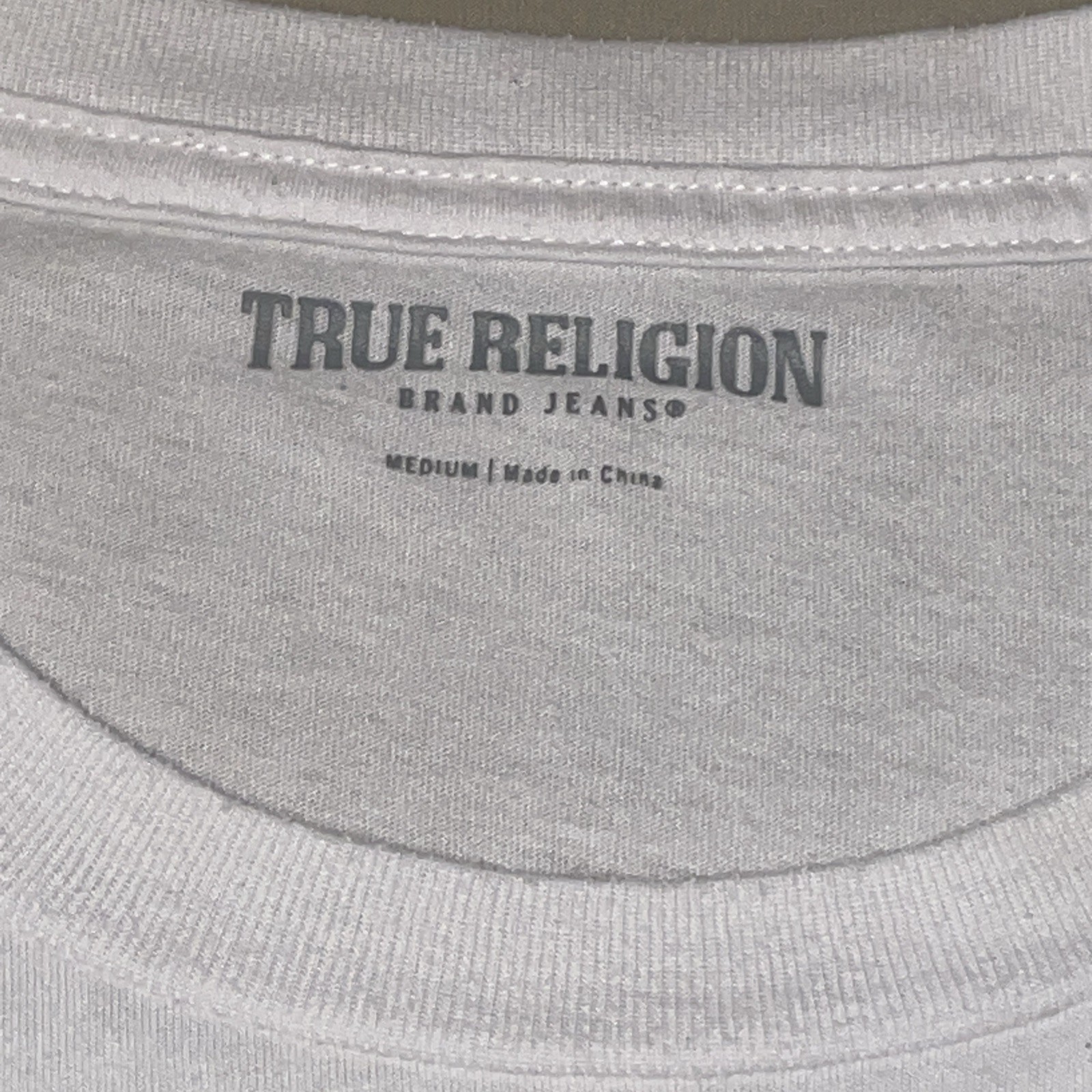 TrueReligion Tshirt Mens•M White Gold Monk Buddha Embossed Logo Graphic CrewNeck gallery