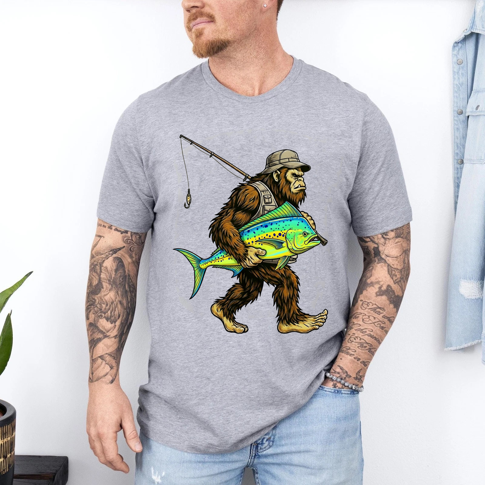 Mahi-Mahi Bigfoot Fisherman Saltwater Fishing Sasquatch Performance T-Shirt gallery