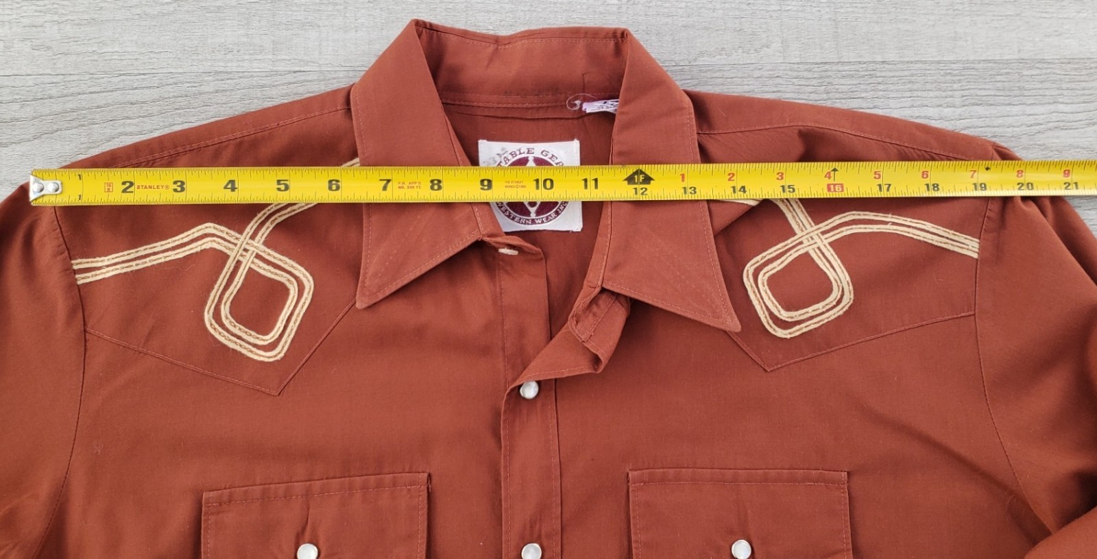 Vintage Stable Gear Western Pearl Snap Shirt L Rust Brown Cowboy Long Sleeve gallery