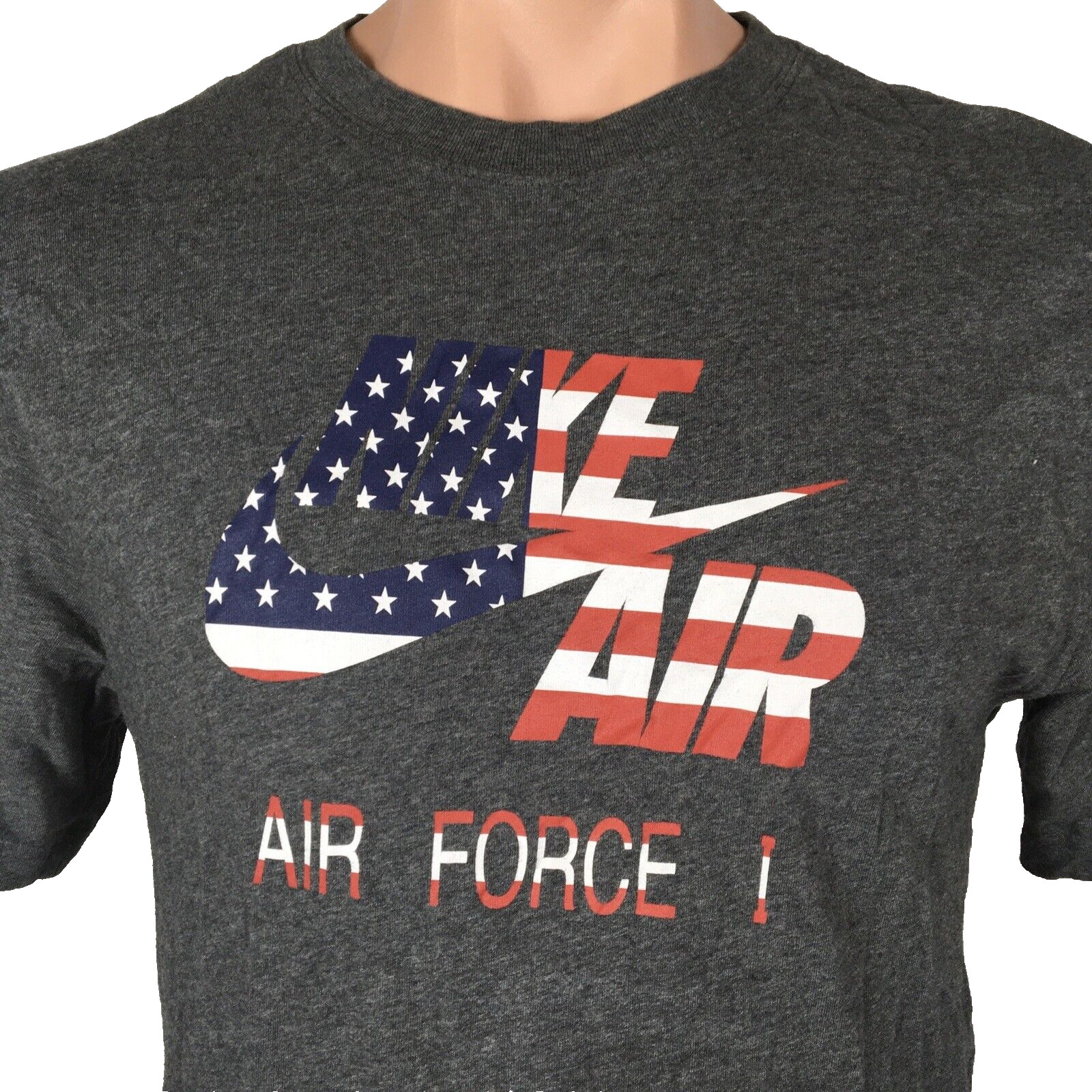 NIKE AIR - Air Force One- Patriotic Red white blue spell out SWOOSH Logo Gray L gallery