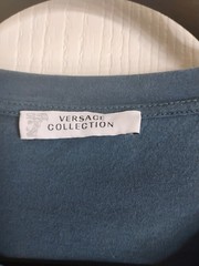 Versace Collection Men’s Blue Solid Logo Crew Neck Long Sleeve T-Shirt L