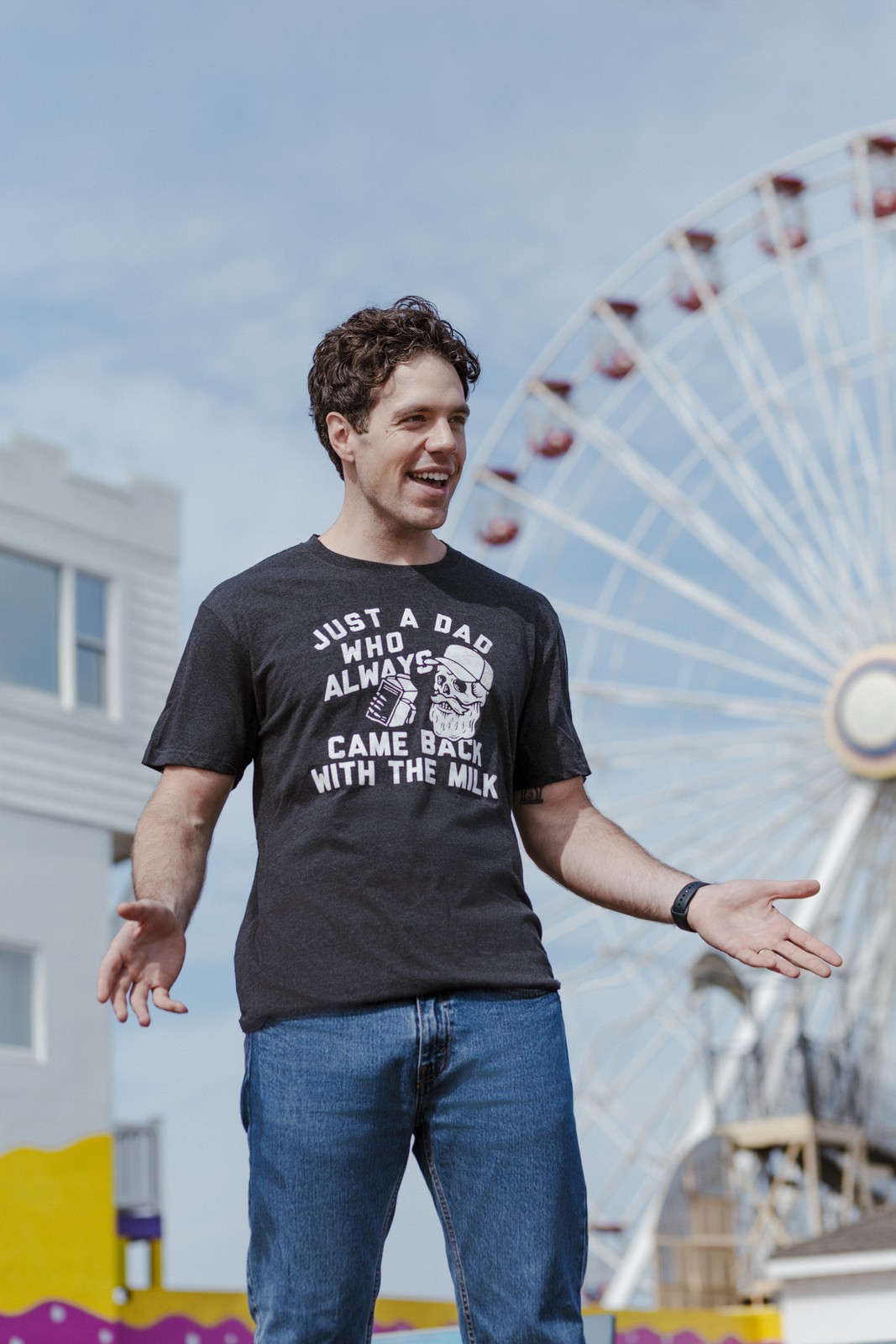 Mens Funny T Shirts Just A Dad Who Always Came Back With The Milk Sarcastic gallery
