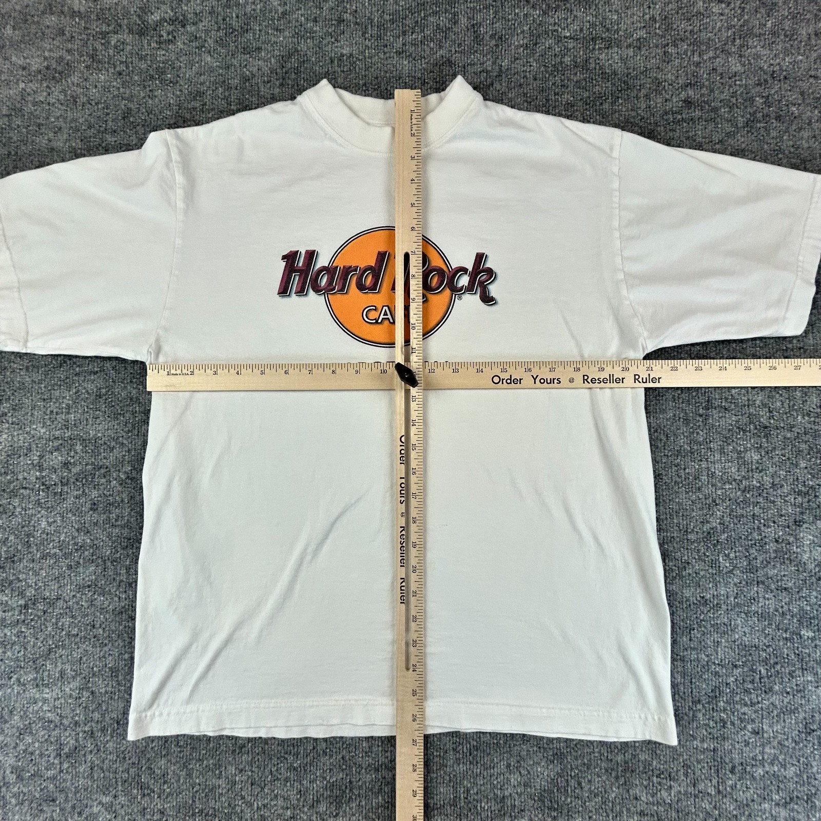 VINTAGE Hard Rock Cafe Shirt Large White Barcelona Spellout Streetwear 90s Y2K gallery