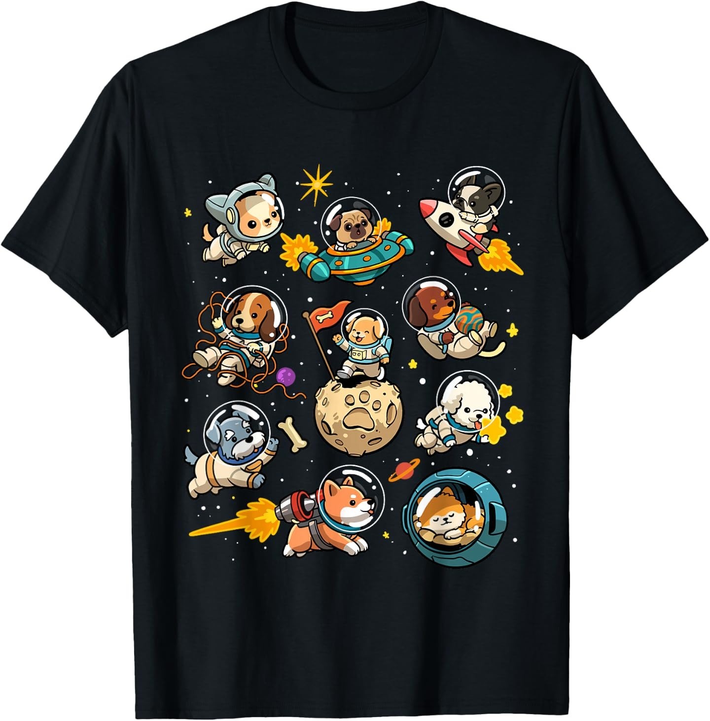 Space Dogs Cute Astronaut Dogs in Space Galaxy Animal Planet T-Shirt gallery