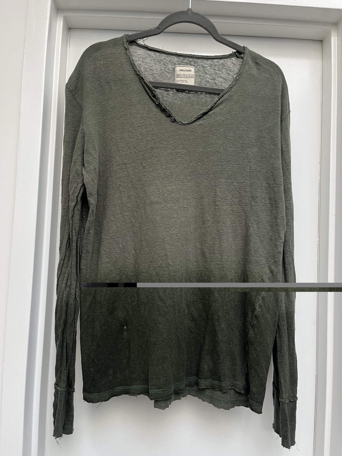 ZADIG & VOLTAIRE Monastir ML Gray Green Long Sleeve T-Shirt Size S Linen gallery