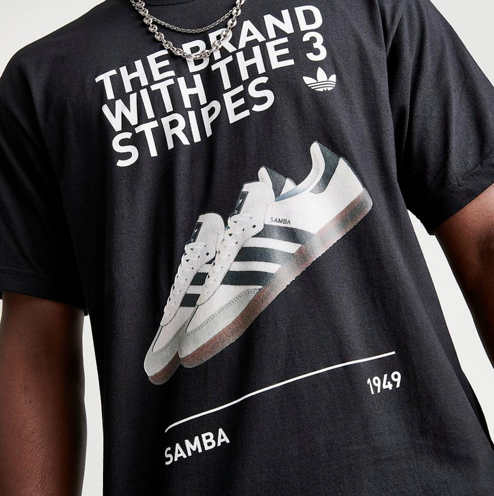 NEW MEN'S ADIDAS ORIGINALS SAMBA TREFOIL TEE SHIRT ~SIZE LARGE #JE2040 gallery