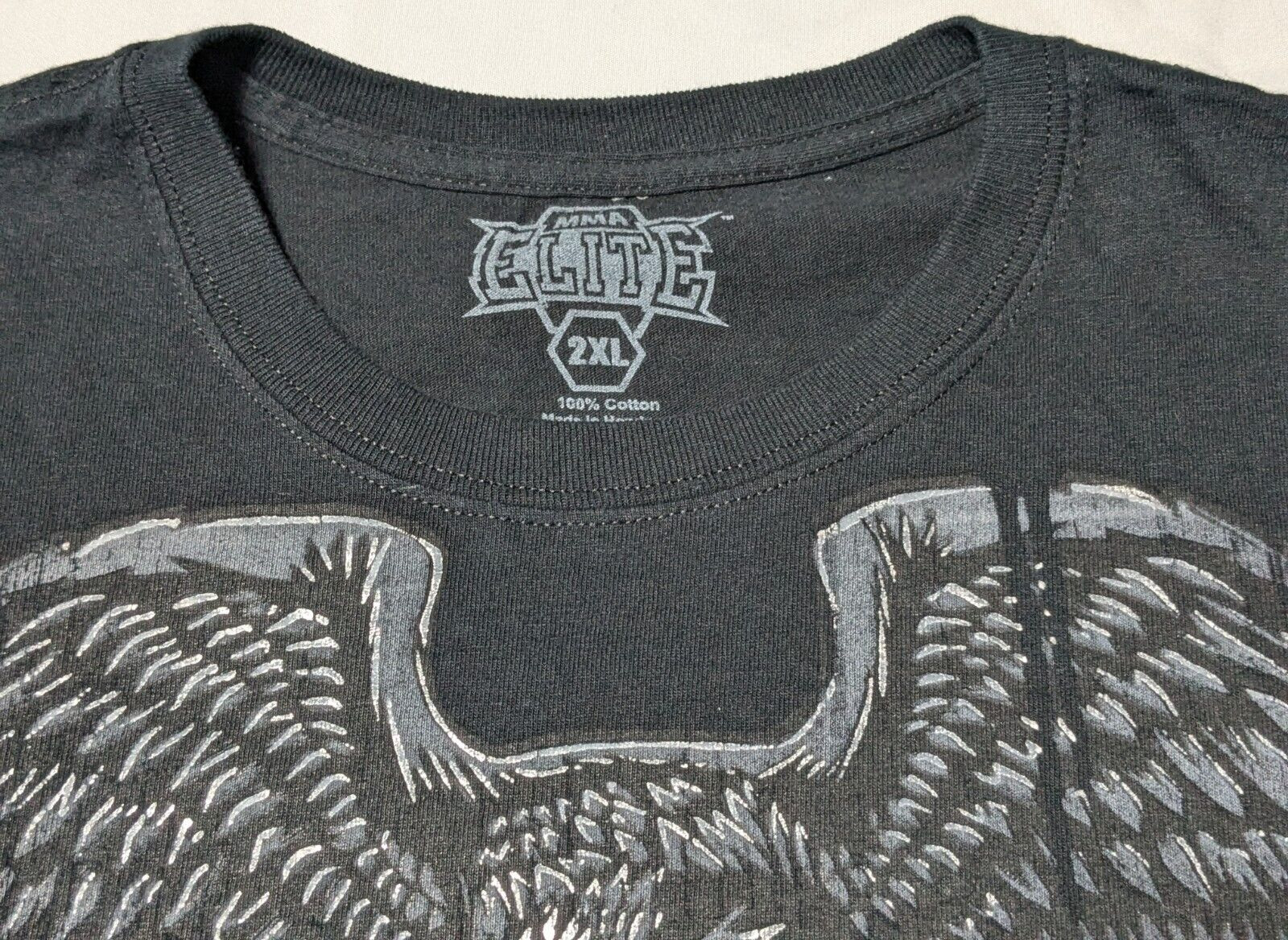 VTG Y2K MMA ELITE USA EAGLE SHIELD Men 2XL Black Cotton Graphic Print T-Shirt gallery