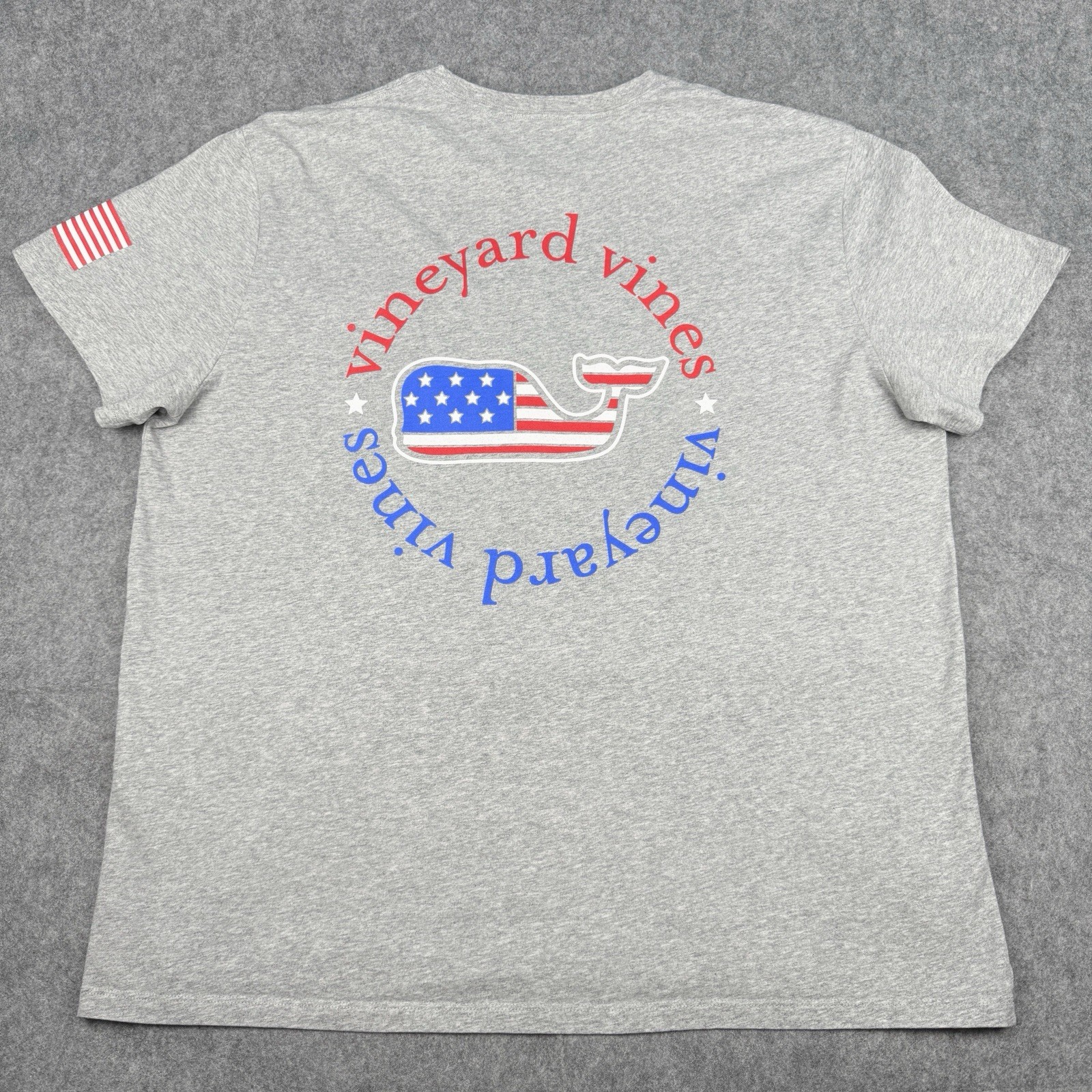 Vineyard Vines Whale Mens Grey Shirt 1XB Patriotic USA Pocket Red White Blue gallery