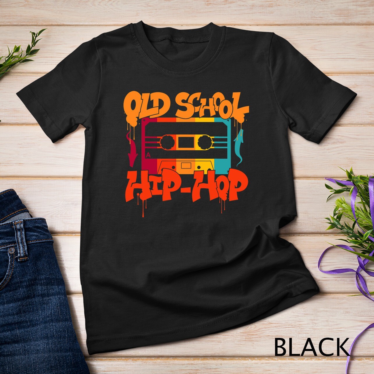 Retro Old School Hip Hop 80s 90s Graffiti Cassette Gift T-Shirt Unisex T-shirt gallery