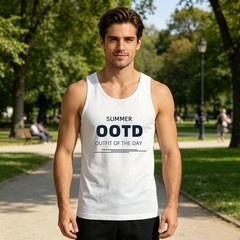 Custom Men’s Tank Top – Personalized Photo/Text/Logo Print, 100% Cotton