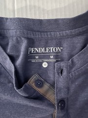 Pendleton Men’s Blue Solid Button Henley Neck Long Sleeve T-Shirt M