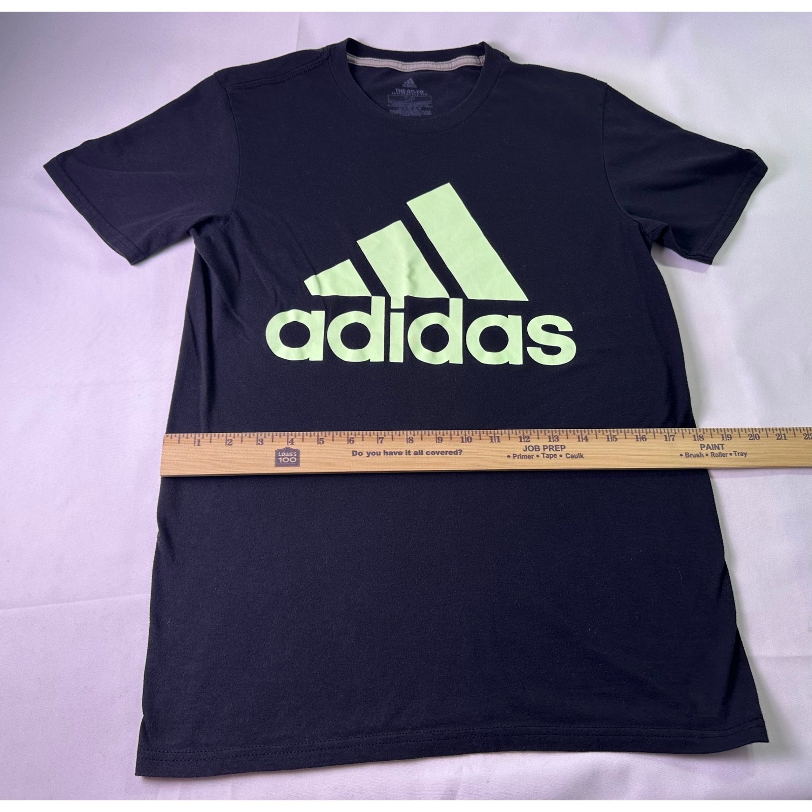 Adidas The Go-To Performance Tee Shirt Mens Small Black Neon Green Climalite S gallery