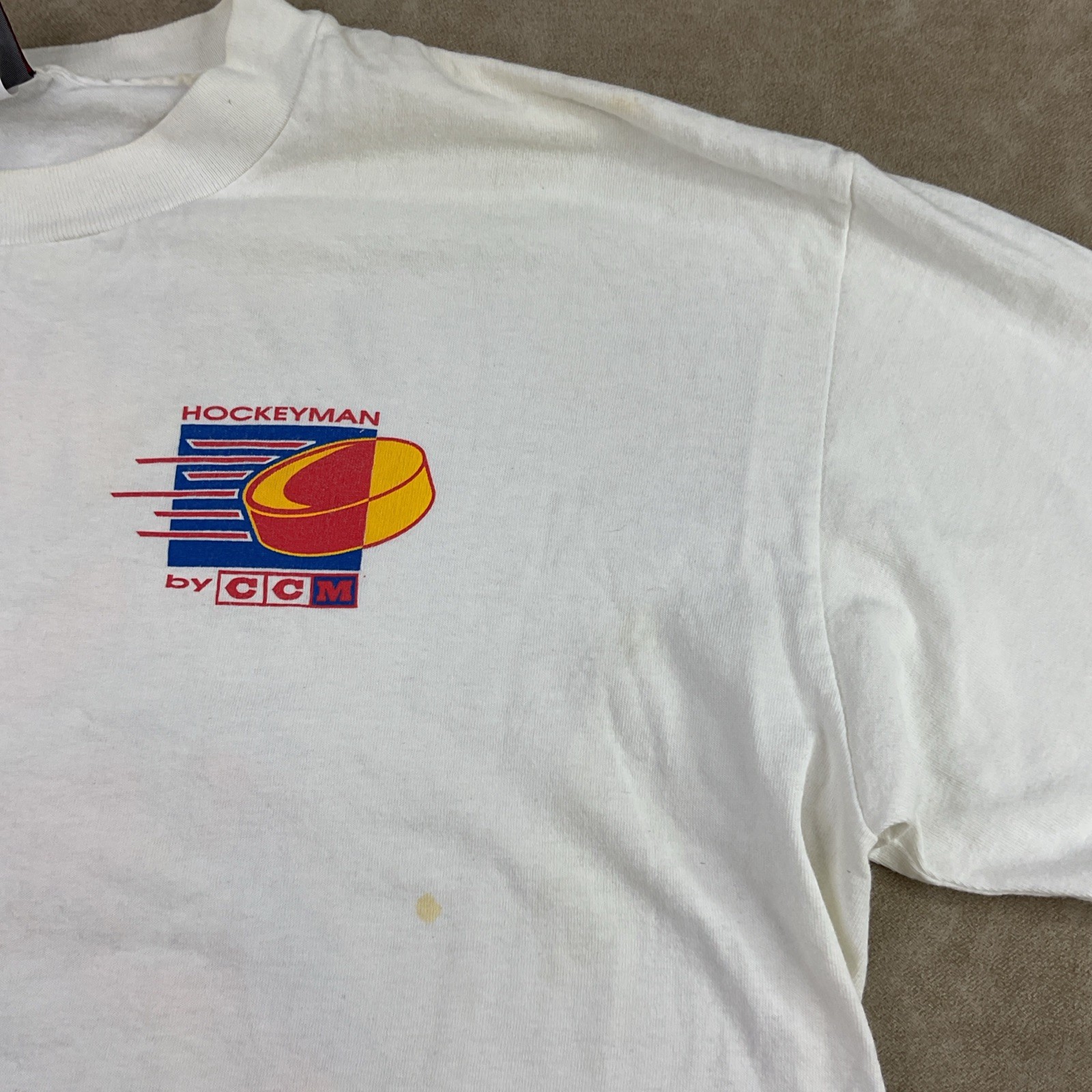 Vintage CCM Hockeyman T-Shirt Men Sz L 90s Ya Wanna Go? Single Stitched USA gallery
