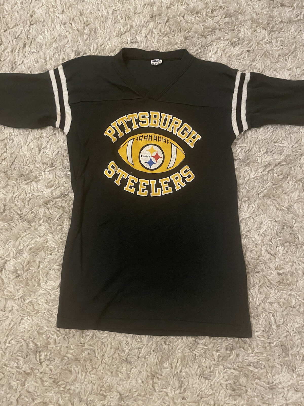 Vintage 80s Logo 7 Pittsburgh Steelers Shirt NFL Single Stitch Size Medium