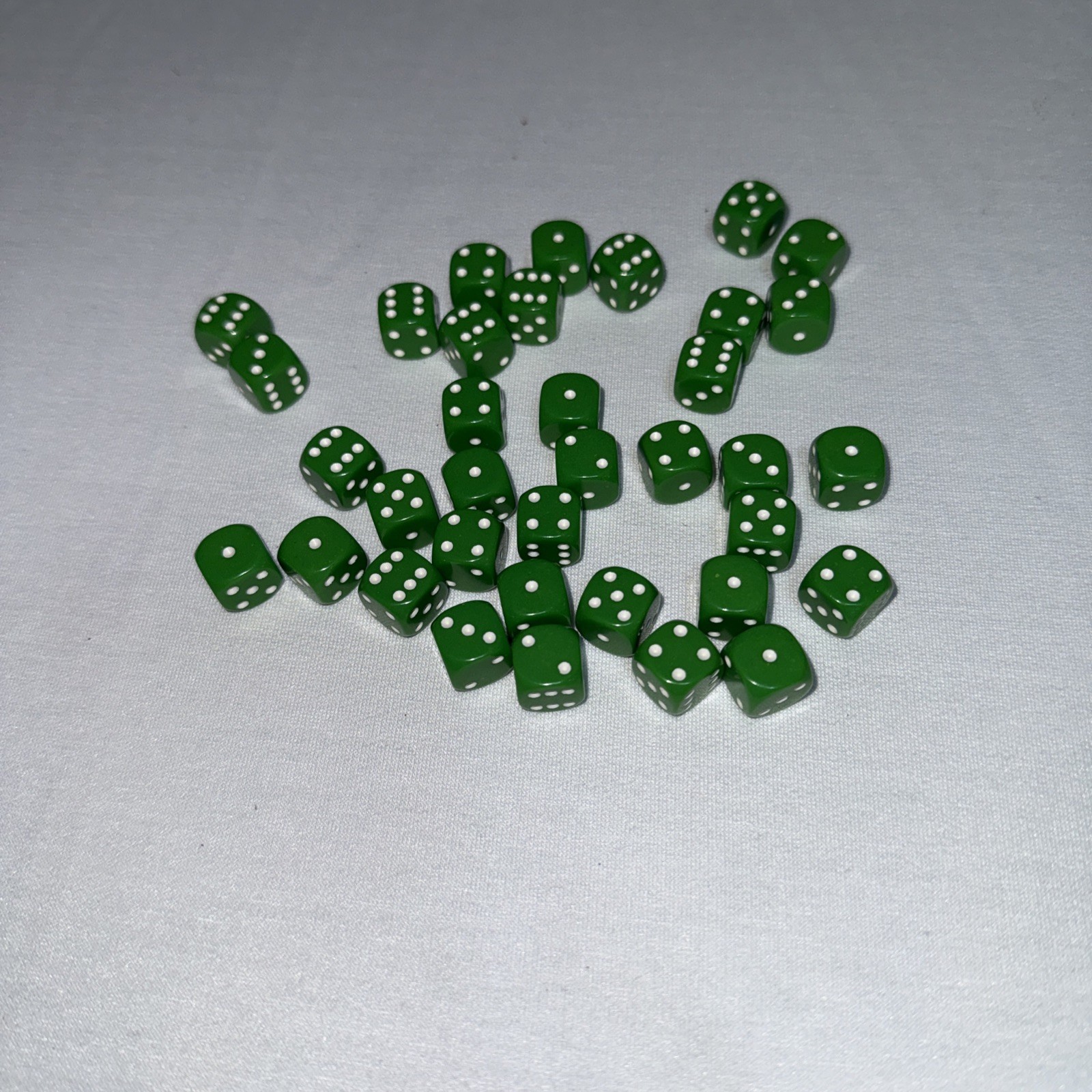Dice D6 Set Of 36 Dice 12mm Green With White Pips