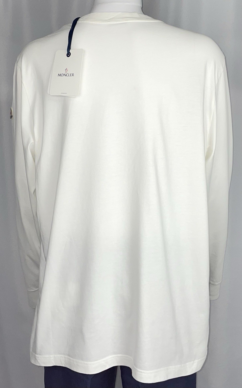 Moncler XXL Long Sleeve T-Shirt Mens Off White Felt Big Logo NEW NWT gallery