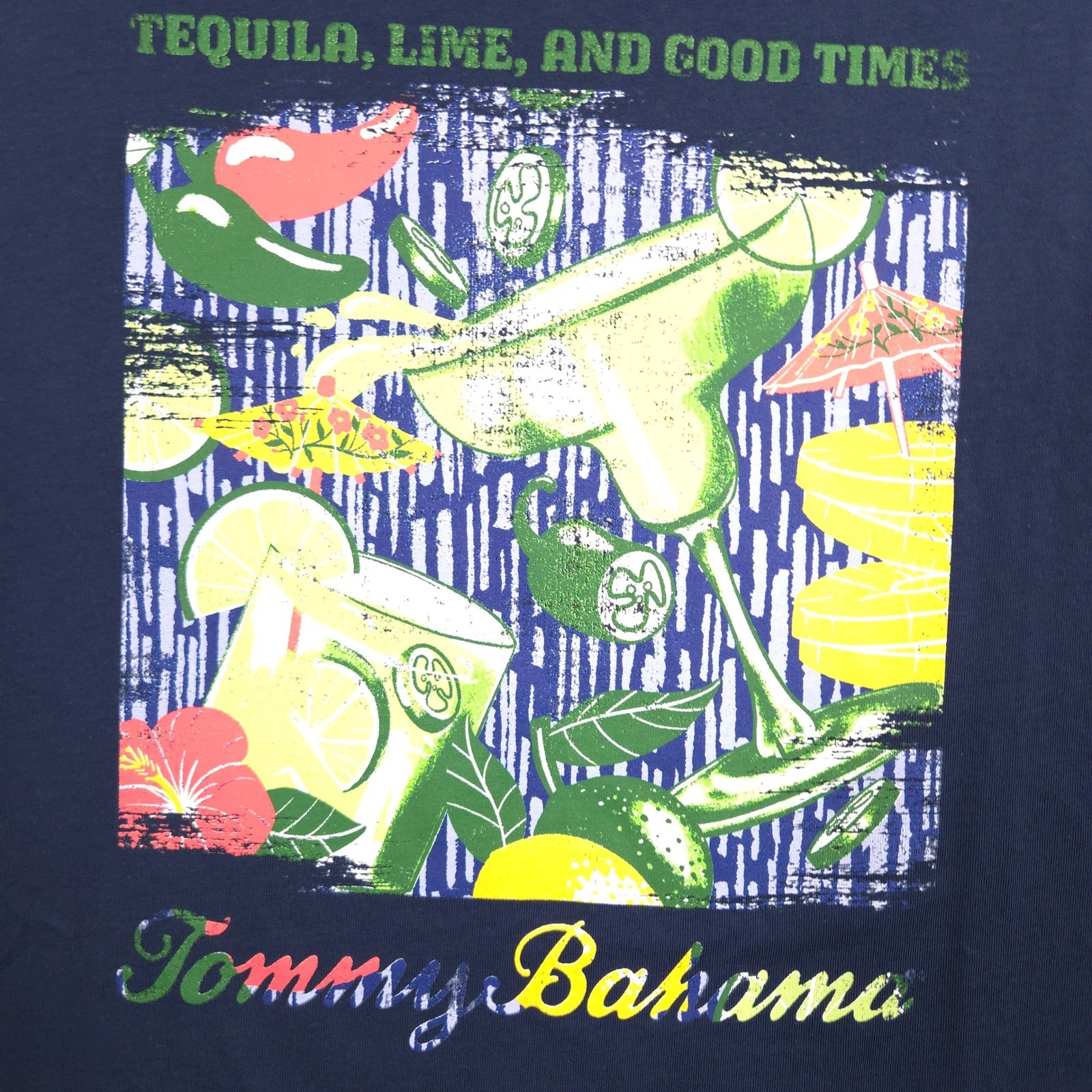 Tommy Bahama T Shirt Mens M Navy Tequila Lime Cocktails Graphic Short Sleeve NEW gallery