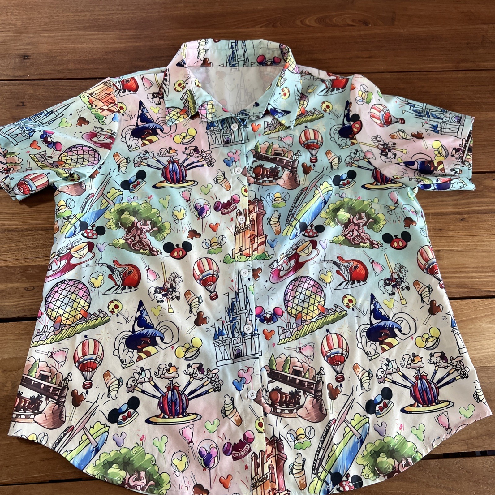 Disney Parks Inspired “Doodle Sketch” Button Shirt Size 2XL Polyester F2