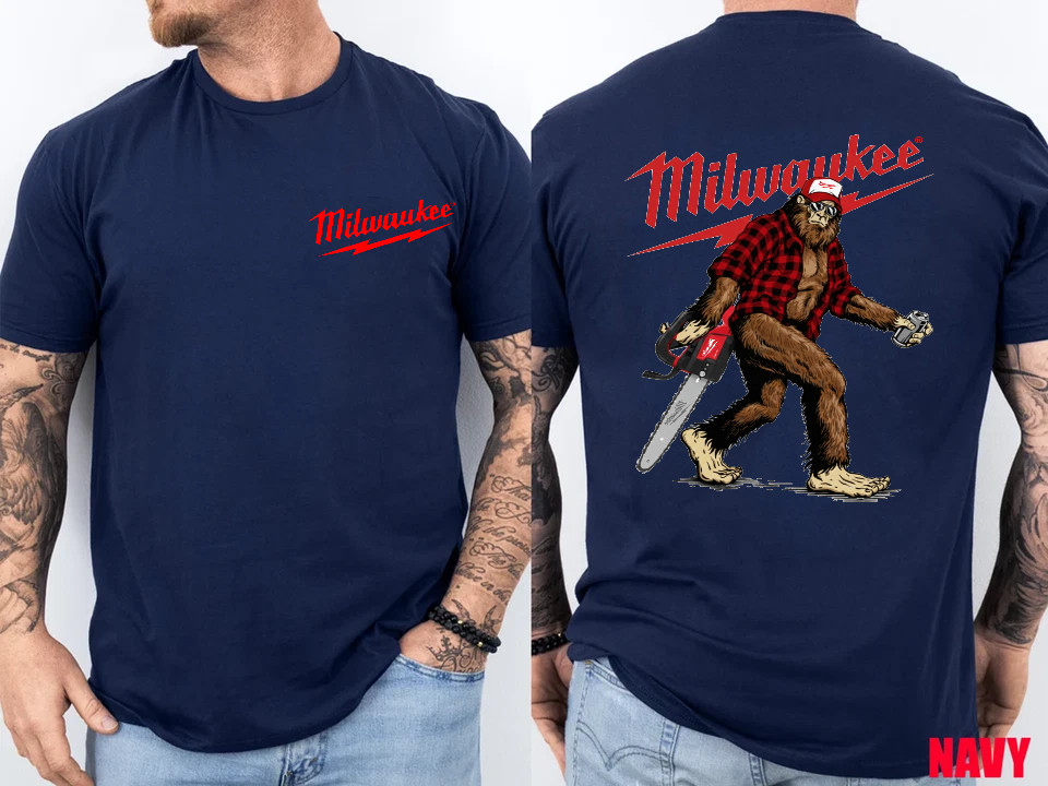 Bigfoot Milwaukee Power Tool Chainsaw Blue Collar Lumberjack 2 SIDE T-Shirt gallery