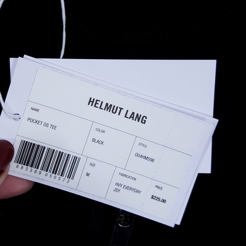 HELMUT LANG Shirt Mens Medium Black Crew Utility Pocket Tee T-Shirt $225 gallery