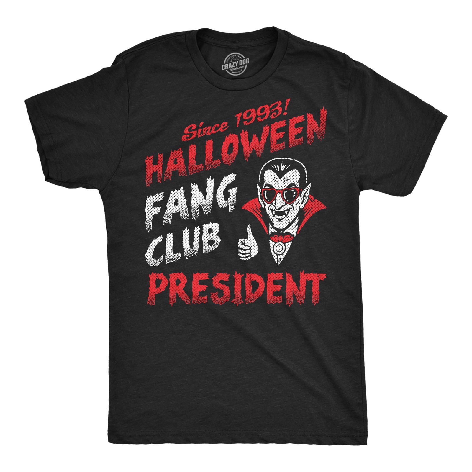 Mens Funny T Shirts Halloween Fang Club President Sarcastic Vampire Graphic