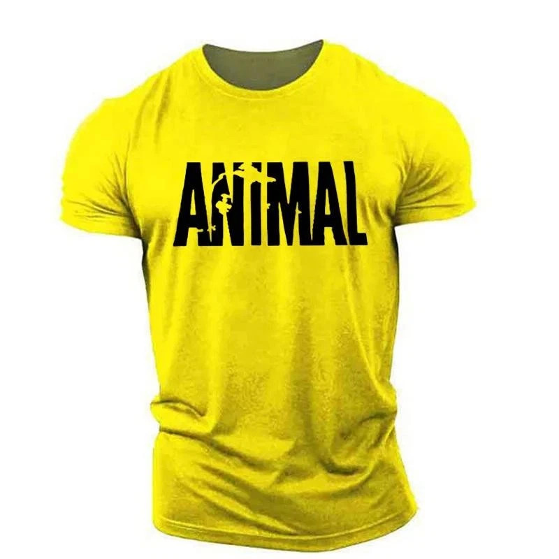 Men Muscle Gym T-Shirts Short Sleeve Workout Athletic Bodybuilding Animal Tee gallery