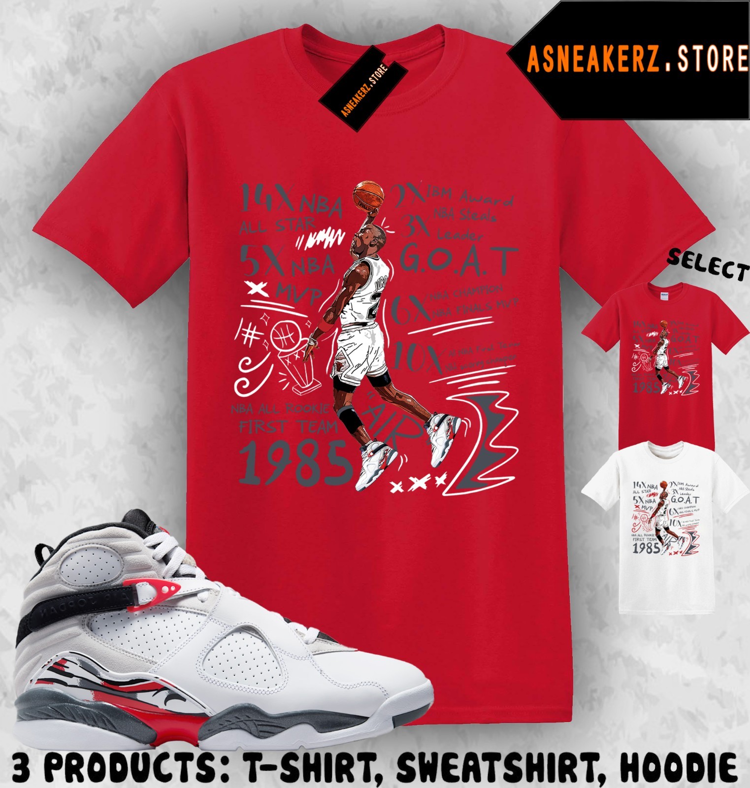 Shirt To Match AJ 8 Bugs Bunny 2025 Sneaker Matching Tee MJ 23 Accolades T-Shirt gallery