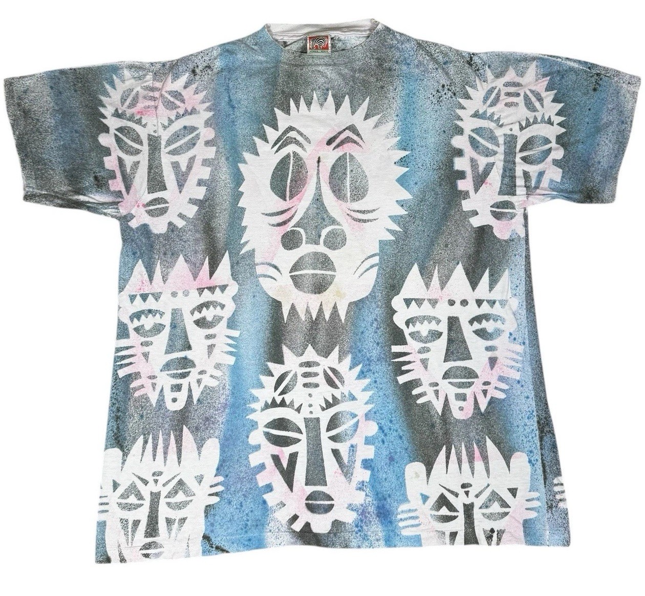 Vintage Kichaka Kenya Tribal Mask All Over Print T Shirt Single Stitch XL gallery