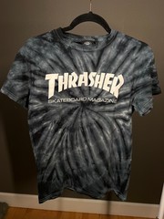Thrasher T-Shirt Unisex Small Black Tie-Dye Graphic Logo Short-Sleeve Crew Neck