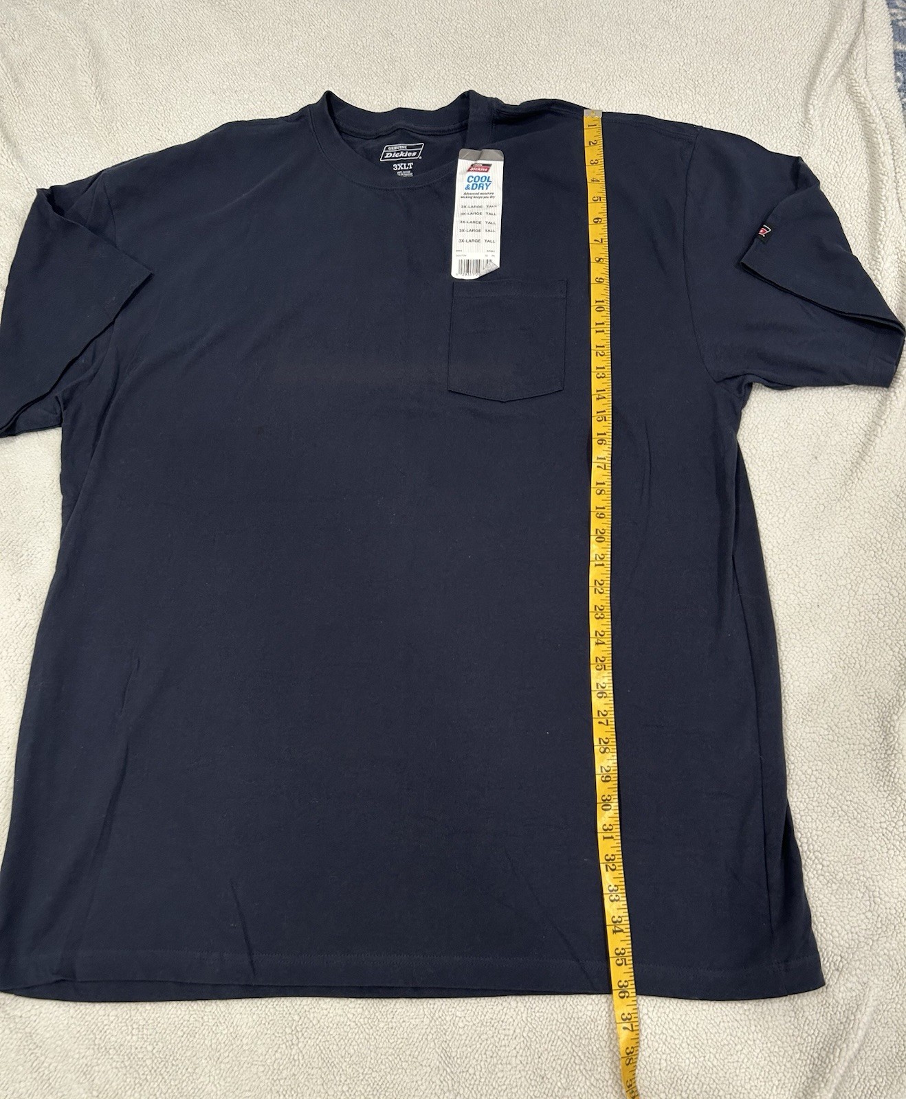 Dickies Men's Long Length Short Sleeve Cool & Dry Pocket Tee Navy Blue Size 3XL gallery