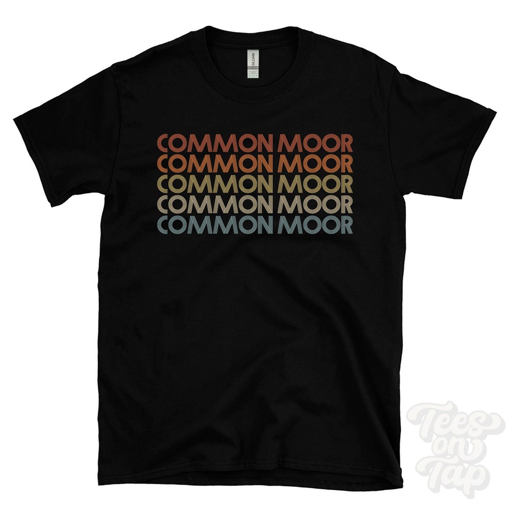 COMMON MOOR REPEATED RETRO STYLE T-SHIRT mens & womens uk place name gift
