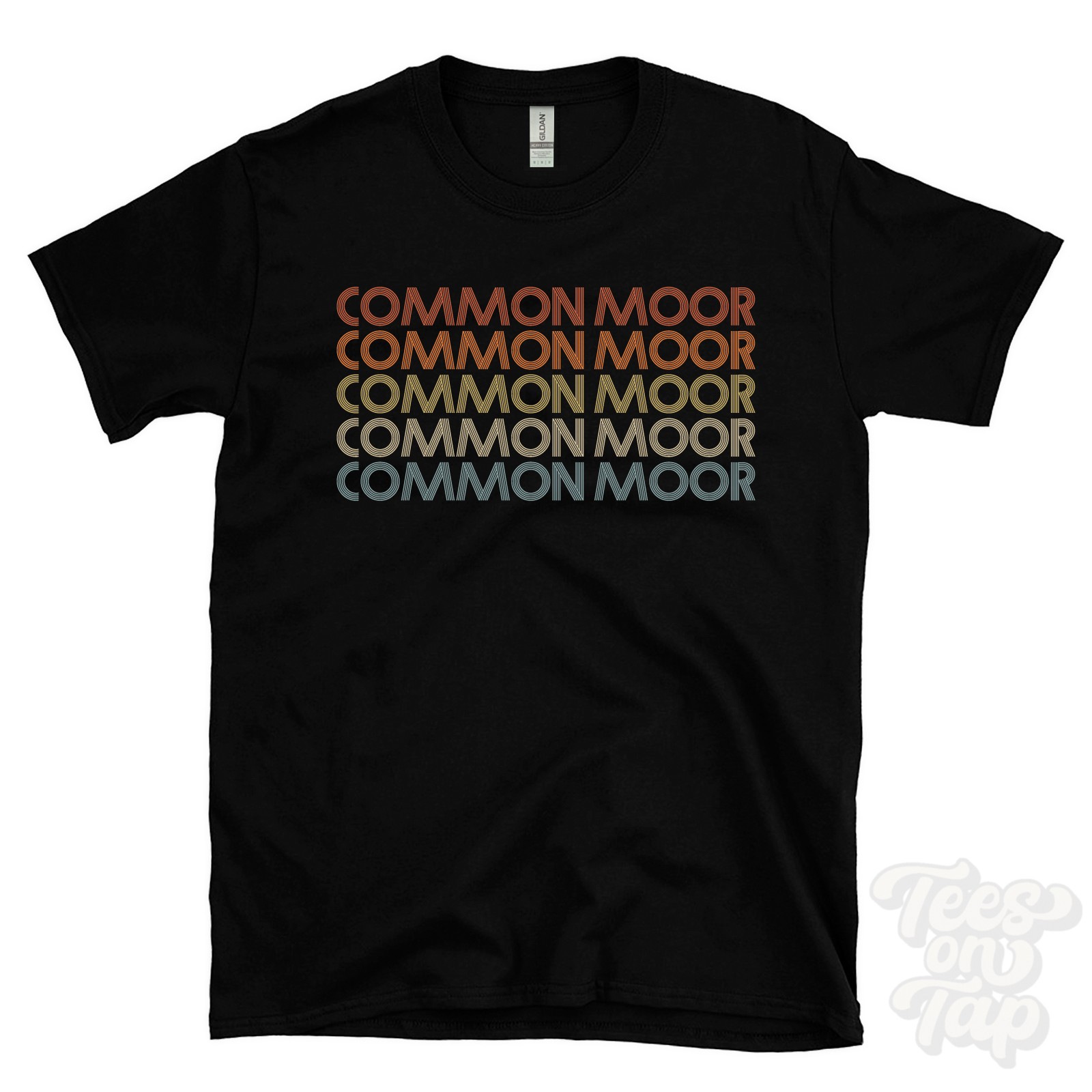COMMON MOOR REPEATED RETRO STYLE T-SHIRT mens & womens uk place name gift