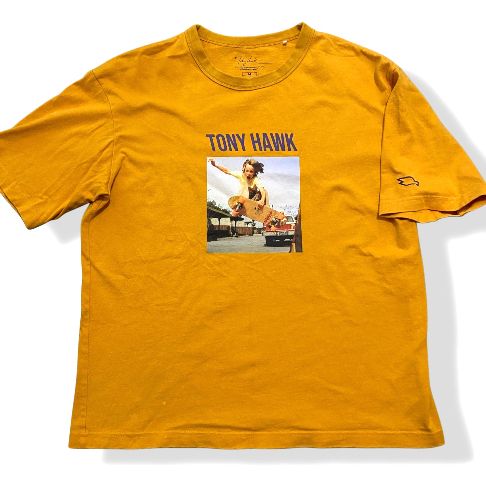 GU Uniqlo Tony Hawk T Shirt Unisex M Yellow Graphic Birdhouse Skateboard VTG