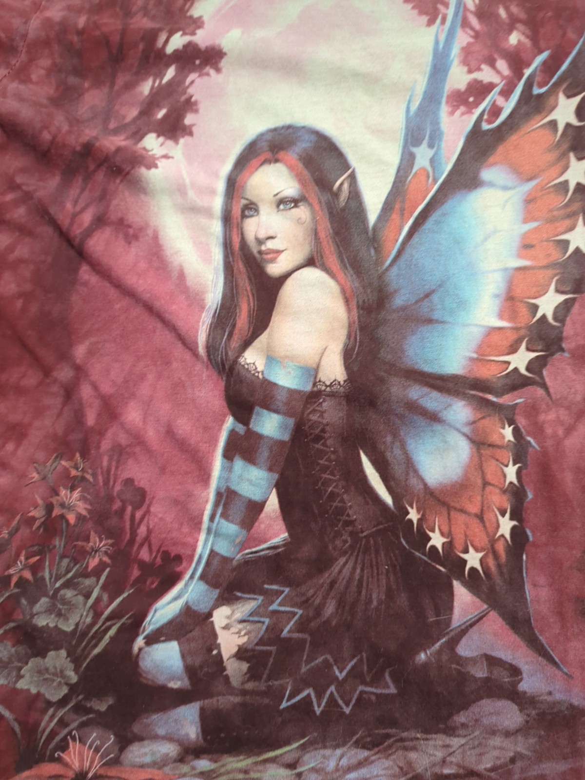 The Mountain Fairy Moon Night Elf Fantasy Red Tie Dye Shirt Size Large gallery