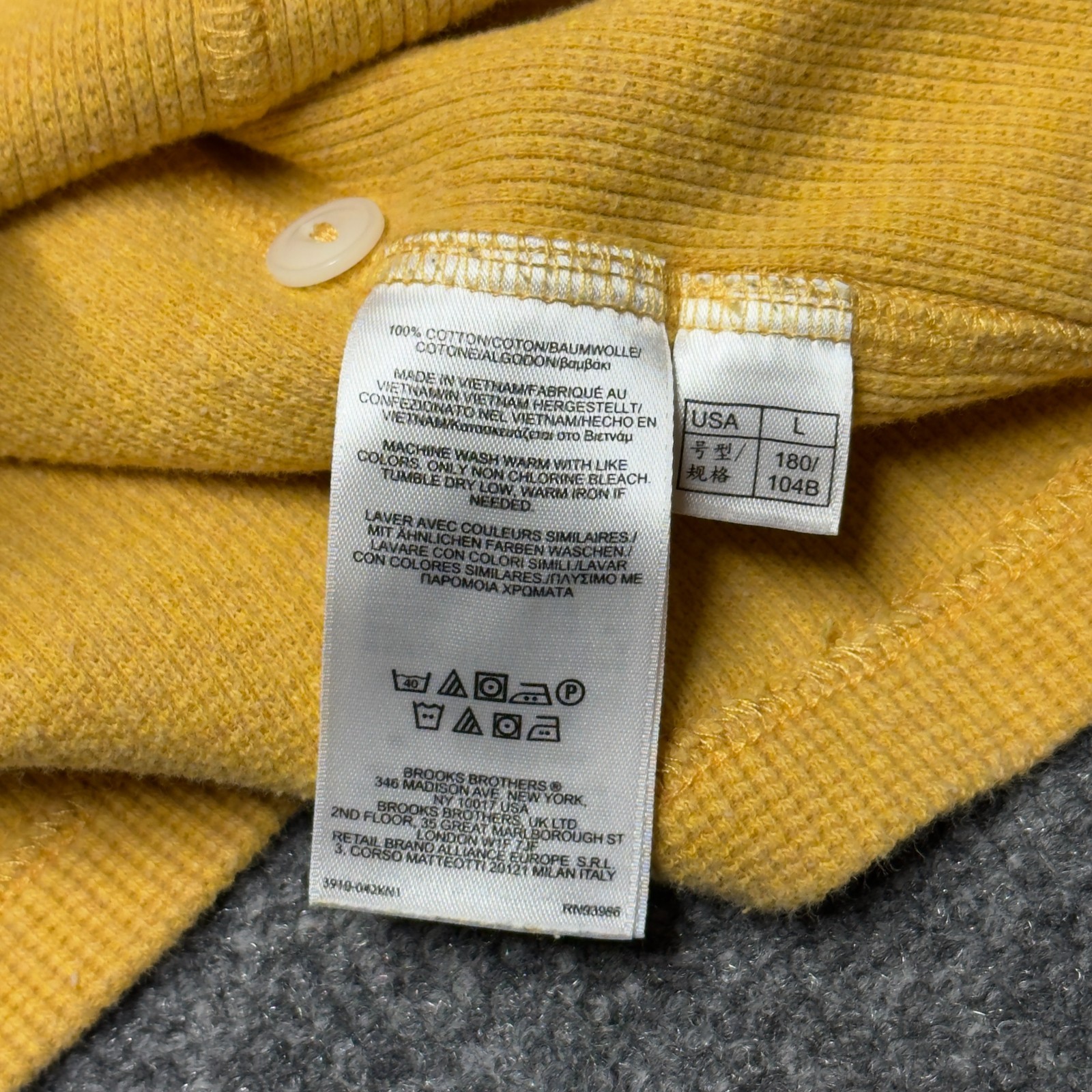 Brooks Brothers Henley Shirt Men Large Yellow Long Sleeve Waffle Knit Pullover gallery