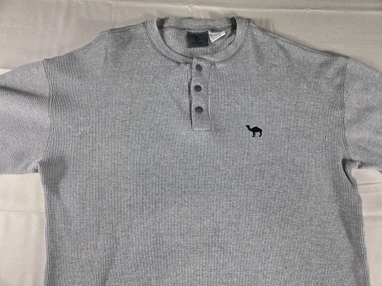 Vintage Joe Camel Shirt Mens Size Large Gray Thermal Henley Waffle Knit 1996 gallery