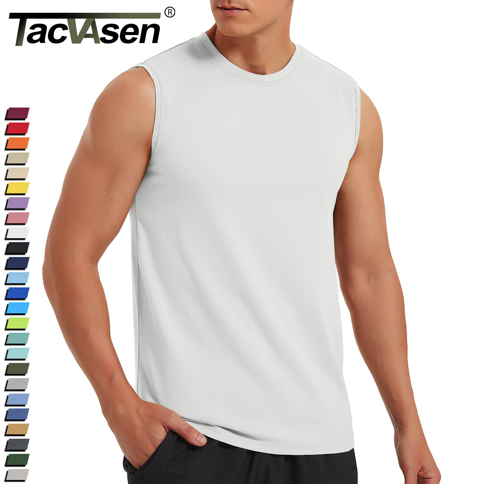 Men's Sleeveless Muscle Tee Cotton Tank Tops Gym Fitness Casual Swim Sport Shirt gallery