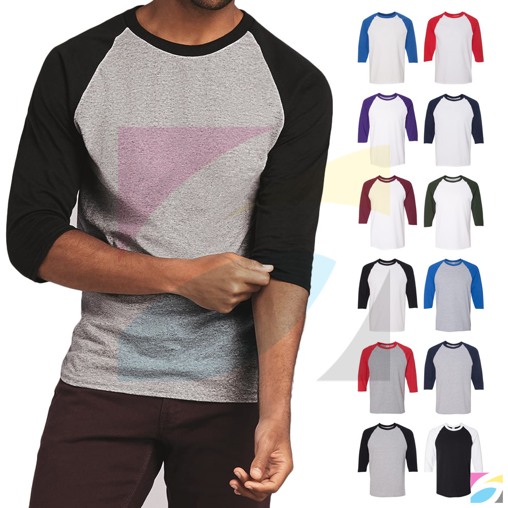 Gildan Mens Baseball Raglan 3/4 Sleeve Plain Jersey Heavy Cotton T-Shirt 5700 gallery